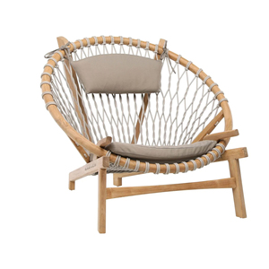 Silla de jardín de madera maciza de teca con cojín, muebles de exterior escandinavos, cómoda silla de salón con patas cónicas, duradera 1 - Product Image 1