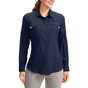 Camisa de Pesca de Manga Corta para Mujer, de Alta Calidad, OEM/ODM, Tejido Transpirable, Protección Solar, Estilo Casual con Botones - Product Image 6