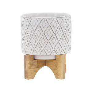 Minimalist Metal Flower <b>Pot</b> with Wooden Stand for Indoor Plants - Product Image 3