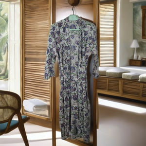 High Quality Indian Cotton Floor-Length Natural Kimono Bridal <b>Robe</b> Soft Eco-Friendly Floral Print <b>Bridesmaid</b> Gift Free Size - Product Image 3