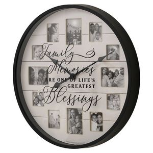 Orologio da Parete con Cornice Portafoto Ispirato al Stile Rustico, Design Silenzioso in Resina - Product Image 1