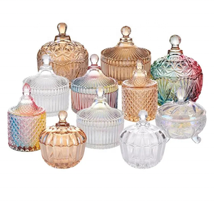 Venta al por mayor 10oz 20oz lujo <span class=keywords><strong>Geo</strong></span> Glass portavelas oro rosa tarros vacíos con tapas para la fabricación de velas - Product Image 3