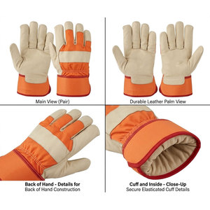 Gants de sécurité de haute qualité, certifiés CE, en cuir de buffle, 11 oz, résistants à la chaleur, antidérapants, antistatiques, réfléchissants, pour les travaux de construction en Floride. - Product Image 3