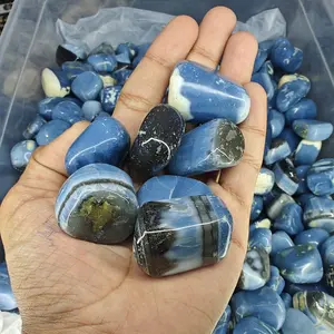 ขายส่งหินอาเกตธรรมชาติ ขัดเงาคุณภาพสูง หินมีค่า สีเหลือง สีส้ม สีดำ หินบำบัดจากกูร์กาฏสถาน - Product Image 1