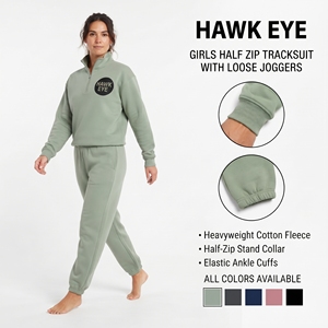 Conjunto Deportivo de Invierno para Mujer Hawk Eye, Top Corto con Media Cremallera y Pantalones Jogger de Felpa de Algodón Grueso - Product Image 6