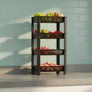 4-Tier Multipurpose <b>Vegetable</b> & Fruit Storage Rack for Kitchen | Stackable Space-Saving Organizer <b>Basket</b> <b>Stand</b> - Product Image 5