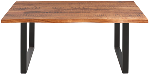 Mesa de Comedor Rectangular Industrial de Metal y Madera con Tablero de Madera de Acacia Sólida y Patas Plegables en Forma de U en Negro Mate para el Hogar y la Cocina - Product Image 3