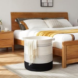 Minimalist Cotton Rope Storage <b>Basket</b> with Handles <b>Large</b> Woven Laundry Hamper Toy Organizer - Product Image 6