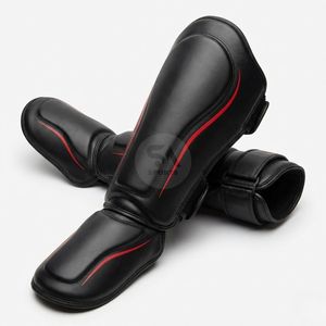 <b>Electric</b> Blue Leather/Pu Triple Layer Padded Boxing Shin Guards Printed Muay Thai MMA Kickboxing Sparring <b>Pads</b> Professional Leg - Product Image 5