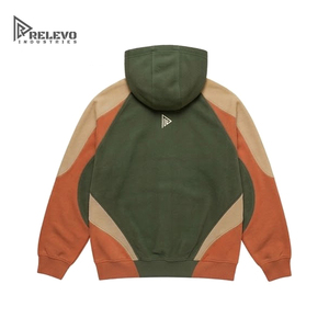 Custom <b>Men</b> 100% Cotton Washed Color Block Heavyweight Fleece Pullover Hoodie 3D Raised Logo Bright Blue <b>Any</b> Colour/Design - Product Image 2