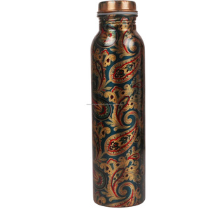 Bouteille en métal jetable de 35 oz, écologique, style américain, NOUVEAU DESIGN, EXPORTATIONS, motifs floraux Paisley en cuivre, personnalisable - Product Image 1