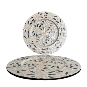 Handmade Round Luxury Mother Of Pearl Inlay Charger <b>Plate</b> <b>Black</b> Stainless Steel Service Underplate For Wedding Banquet & Dining - Product Image 4