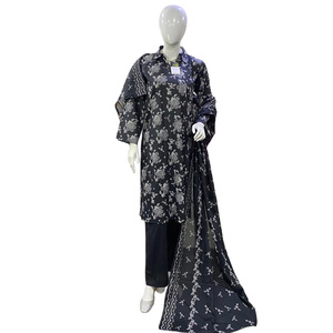 Magnifique ensemble imprimé en tissu lawn avec dupatta, tenue pakistanaise 3 pièces pour femme, légère et confortable, idéale pour l'été - Product Image 1