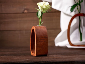 Vase à fleurs élégant et raffiné, support en bois, design Art Déco, écologique, fait main, pour la maison, diamètre 4"-6" - Product Image 3