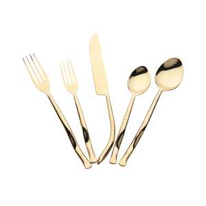 Juego de cubiertos de acero inoxidable dorado de 5 piezas para bodas y restaurantes al mejor precio - Product Image 4