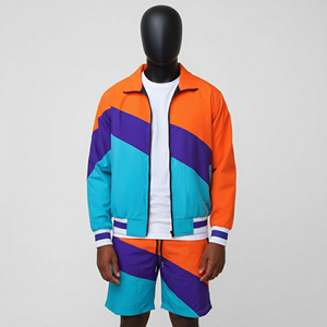 OEM 2026 New Summer Nylon Windbreaker Short Set <b>Zip</b> <b>up</b> Windbreaker <b>Jacket</b> Tracksuit Polyester Streetwear Track Suit Set - Product Image 3