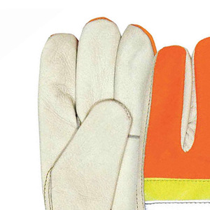 Reinforced Hi Vis Leather Workwear <b>Gloves</b> with Safety Cuff Comfortable Reflective Design for Industrial Use <b>Drivers</b> & Gardeners - Product Image 2