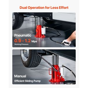Martinetto Idraulico Pneumatico da 20 Tonnellate, Altezza di Sollevamento 10.2-19.5 Pollici, Bottiglia Saldata per Carichi Pesanti, Capacità 44092 Libbre - Product Image 5
