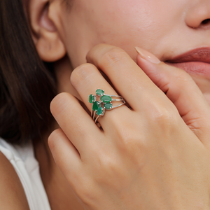 Best Selling Oval Cut 100% Authentic <b>Emerald</b> Gemstone Multi Shank 925 Sterling <b>Silver</b> <b>Ring</b> For Women Fine Jewelry Accessories - Product Image 4