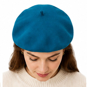 Luxury Merino Wool <b>Beret</b> Hat Soft Warm Felt <b>Beret</b> with Floral Embroidery for Casual Streetwear and Travel - Product Image 5