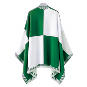 Custom Iota Phi Lambda sorority <b>cape</b> shawl embroidered logo on front green and <b>white</b> color blocking for female Greek apparel - Product Image 3
