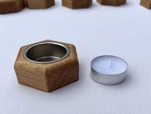 Rustic Hexagon Wooden Tealight Holder Handmade Tabletop Candle <b>Stand</b> for Dining Room and Coffee Table Decor - Product Image 4