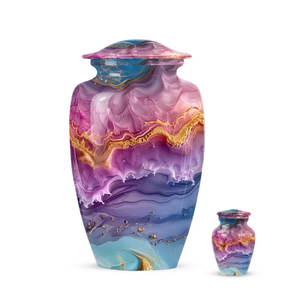Abstract Aluminum Urn Customizable Cremation Keepsake <b>Vase</b> 220 Cubic Inch <b>Memorial</b> Burial Decoration - Product Image 3