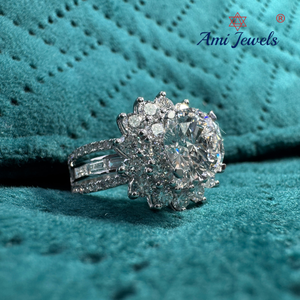 Magnífico Anillo de Diamante Cultivado en Laboratorio de 4.03 CT, Corte Redondo, en Oro Blanco de 14K para Mujer - Product Image 1