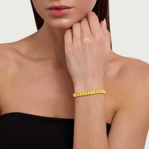 Bracelet de luxe en argent sterling 925 plaqué or avec diamants jaunes de laboratoire, taille radiant, 14 carats, 44 pierres, 15 grammes, couleur DEF, pureté VVS VS - Product Image 5