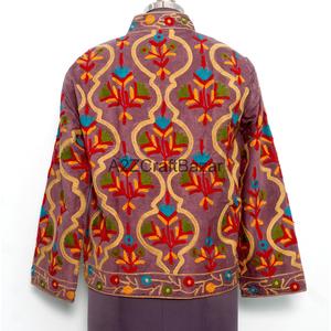 Veste matelassée en coton indien brodé pour femme, automne/hiver, écologique, respirante, séchage rapide, manches longues, longueur normale - Product Image 5