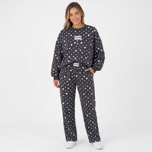 Conjunto de Sudadera y Pantalones de Mujer con Logotipo Personalizado del Fabricante, de Alta Calidad, Color Azul Claro con Puntos, Cuello Redondo, Manga Larga, para Invierno - Product Image 2