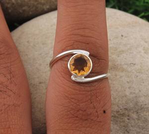 Anillo de Citrino Amarillo Natural de Lujo, Plata de Ley 925, Anillo Clásico con Piedra Preciosa para Boda o Fiesta, para Mujer, Piedra de Nacimiento de Noviembre - Product Image 3