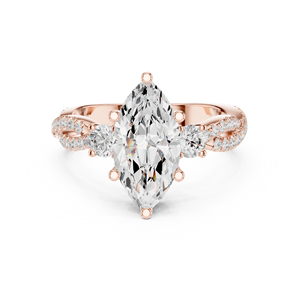 Rose Gold Marquise Cut Lab Grown Diamond <b>Split</b> Shank Engagement <b>Ring</b> for Women Wedding Jewelry - Product Image 2