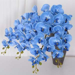 THAF-002 Flores Artificiales de Phalaenopsis de 40 Pulgadas, Orquídeas Artificiales Azules, Plantas con Tallo, 9 Flores por Tallo para Decoración del Hogar - Product Image 2