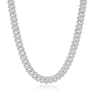 สร้อยคอเงินแท้ 925 สีขาวแบบ Cuban Link ประดับเพชรโมอิสซาไนต์ สไตล์ฮิปฮอป รับรองโดย IGI เครื่องประดับสำหรับทุกเพศ - Product Image 3