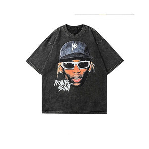 T-shirt personnalisé en gros de haute qualité 100% Coton/100% Polyester 220 grammes, épaules tombantes, devant uni, impression sérigraphique personnalisée, manches courtes - Product Image 1