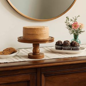 Handmade Wooden Dessert Stand with Dome <b>Cover</b> for Cupcake Pastry Cheese Serving Wedding Event Decoration Use B2B - Product Image 2