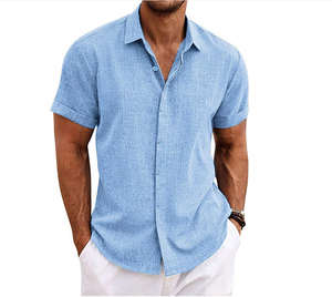 Chemise décontractée à manches courtes pour homme, vêtements de bureau, tissu sergé 100% coton, respirant, séchage rapide, haute qualité, prix bas, vente en gros - Product Image 6