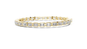 Timeless Round Cut <b>Gemstone</b> Line <b>Bracelet</b> in Yellow Gold - Product Image 2