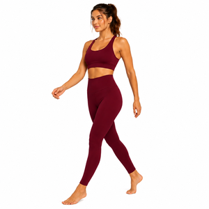 Conjunto de Yoga Premium para Mujer, 3 Piezas, Bra Deportivo, Leggings, Color Sólido Personalizado, Cintura Alta, Ropa Deportiva para Gimnasio, Sin Costuras, Anti-UV - Product Image 6