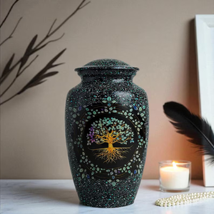 Metal Cremation Urn Adult Ashes <b>Memorial</b> Jar Tree of Life <b>Keepsake</b> Crematory Urn With Velvet Drawstring Bag - Product Image 4