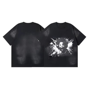 Vintage Wash Plus Size Men's T-Shirt Short Sleeve O-Neck Street Style Hip Hop Jersey Cotton Oversized Fit - Product Image 6
