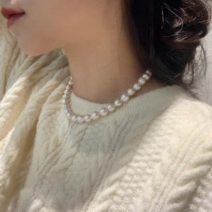 Collar de Perlas Barrocas de Agua Dulce Natural, Simple y Elegante, con Cadena de Clavícula Brillante y Extensible - Product Image 1