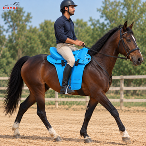 Selle de cheval Blue Endurance à siège incurvé, panneau latéral long, système à double sangle |   Équipement d'équitation léger et confortable Pro - Product Image 2