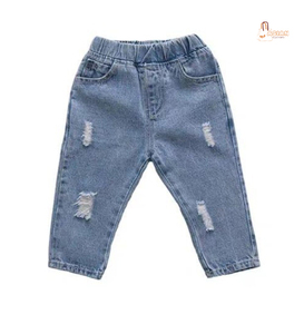 Jeans en denim délavé blanc décontracté pour garçons et filles, coupe slim, pour tout-petits de 2 à 5 ans, vêtements d'automne, délavage moyen - Product Image 4