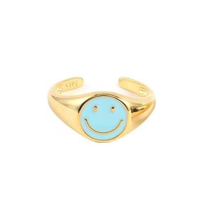 Smile ring-anillo con cara sonriente, sonrisa, color dorado, 14k, banda de esmalte amarillo, cuentas de acero inoxidable, dedo de resina 2021 - Product Image 3