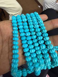 Cuentas Redondas Talladas en Forma de Melón, Color Azul Cielo Turquesa, de 6-14 mm, para la Fabricación de Joyas, Venta al por Mayor, Gemas JaipurGemsHouse - Product Image 2