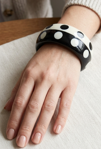 Premium Handmade Eco-Friendly Black & White Resin <b>Love</b> Style Elegant Women's Fashion <b>Bangle</b> - Product Image 4