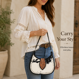 Western Genuine Leather Cowhide Shoulder <b>Handbag</b> for Women | Handmade Boho Vintage Purse Single Strap Eco-Friendly Durable - Product Image 2