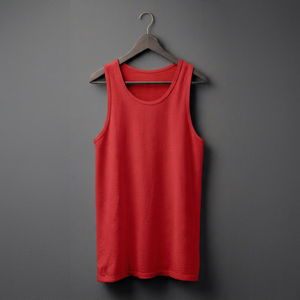 Men's Solid <b>Red</b> O-Neck Tank <b>Top</b> Casual Knitted Cotton Sleeveless <b>Vest</b> - Product Image 1